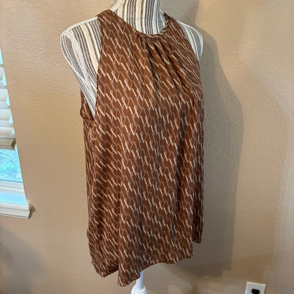 NWT Worthington Top Brown Tan W Patterned Sleeveless Blouse Flowy Oversized New - Picture 5 of 15